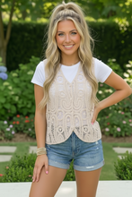 Load image into Gallery viewer, Boho Crochet Vest With Floral Scroll Detail
