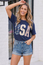 Load image into Gallery viewer, Stars Stripes and Daisy Vibes USA Graphic Tee
