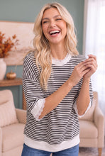 Load image into Gallery viewer, Stripe It Right Lace Trim Top
