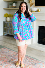 Load image into Gallery viewer, DEAR SCARLETT- Lizzy Babydoll Top in Teal and Purple Leopard
