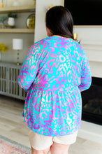 Load image into Gallery viewer, DEAR SCARLETT- Lizzy Babydoll Top in Teal and Purple Leopard
