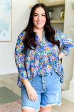 Load image into Gallery viewer, DEAR SCARLETT- Lizzy Babydoll Top in Royal Multi Fireworks
