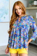 Load image into Gallery viewer, DEAR SCARLETT- Lizzy Babydoll Top in Royal Multi Fireworks
