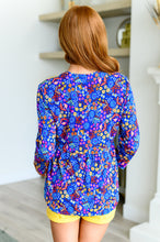 Load image into Gallery viewer, DEAR SCARLETT- Lizzy Babydoll Top in Royal Retro Floral
