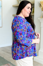 Load image into Gallery viewer, DEAR SCARLETT- Lizzy Babydoll Top in Royal Retro Floral
