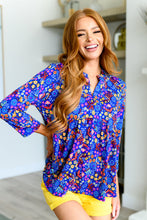 Load image into Gallery viewer, DEAR SCARLETT- Lizzy Babydoll Top in Royal Retro Floral
