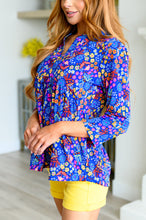 Load image into Gallery viewer, DEAR SCARLETT- Lizzy Babydoll Top in Royal Retro Floral
