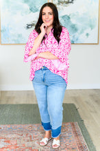 Load image into Gallery viewer, DEAR SCARLETT- Lizzy Bell Sleeve Top in Hot Pink Damask
