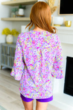 Load image into Gallery viewer, DEAR SCARLETT- Lizzy Bell Sleeve Top in Lavender Retro Ditsy Floral
