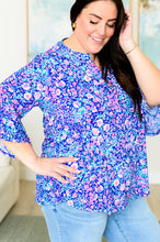 Load image into Gallery viewer, DEAR SCARLETT- Lizzy Bell Sleeve Top in Navy and Pink Floral
