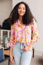 Load image into Gallery viewer, Lizzy Bell Sleeve Top in Pink and Gold Floral- DEAR SCARLETT
