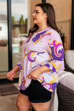 Load image into Gallery viewer, Lizzy Bell Sleeve Top in Regal Lavender and Gold- DEAR SCARLETT
