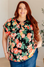 Load image into Gallery viewer, DEAR SCARLETT- Lizzy Cap Sleeve Top in Black Garden Floral
