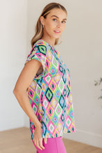 Load image into Gallery viewer, DEAR SCARLETT- Lizzy Cap Sleeve Top in Lavender Ikat
