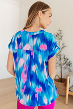 Load image into Gallery viewer, DEAR SCARLETT-  Lizzy Cap Sleeve Top in Royal Brush Strokes
