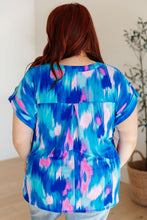 Load image into Gallery viewer, DEAR SCARLETT-  Lizzy Cap Sleeve Top in Royal Brush Strokes
