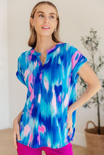 Load image into Gallery viewer, DEAR SCARLETT-  Lizzy Cap Sleeve Top in Royal Brush Strokes
