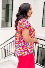 Load image into Gallery viewer, Lizzy Cap Sleeve Top Magenta and Pink Multi Floral- DEAR SCARLETT
