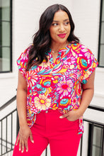 Load image into Gallery viewer, Lizzy Cap Sleeve Top Magenta and Pink Multi Floral- DEAR SCARLETT
