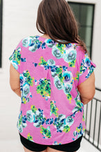 Load image into Gallery viewer, Lizzy Cap Sleeve Top in Coral and Blue Floral- DEAR SCARLETT
