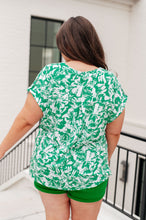 Load image into Gallery viewer, Lizzy Cap Sleeve Top in Emerald and White Floral- DEAR SCARLETT
