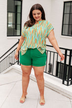 Load image into Gallery viewer, Lizzy Cap Sleeve Top in Lime and Emerald Multi Stripe- DEAR SCARLETT
