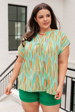 Load image into Gallery viewer, Lizzy Cap Sleeve Top in Lime and Emerald Multi Stripe- DEAR SCARLETT
