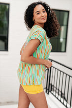 Load image into Gallery viewer, Lizzy Cap Sleeve Top in Lime and Emerald Multi Stripe- DEAR SCARLETT
