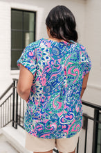 Load image into Gallery viewer, Lizzy Cap Sleeve Top in Pink and Jade Paisley Mix- DEAR SCARLETT
