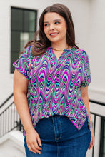 Load image into Gallery viewer, Lizzy Cap Sleeve Top in Purple Multi Marble- DEAR SCARLETT
