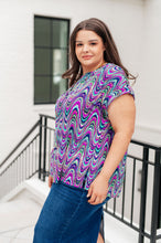 Load image into Gallery viewer, Lizzy Cap Sleeve Top in Purple Multi Marble- DEAR SCARLETT
