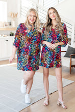 Load image into Gallery viewer, DEAR SCARLETT- Lizzy Dress in Navy Rainbow Leopard
