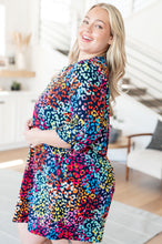 Load image into Gallery viewer, DEAR SCARLETT- Lizzy Dress in Navy Rainbow Leopard
