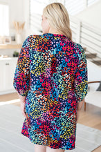 Load image into Gallery viewer, DEAR SCARLETT- Lizzy Dress in Navy Rainbow Leopard
