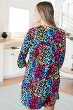 Load image into Gallery viewer, DEAR SCARLETT- Lizzy Dress in Navy Rainbow Leopard
