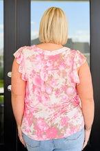 Load image into Gallery viewer, Lizzy Flutter Sleeve Top in Ivory and Pink Muted Floral- DEAR SCARLETT
