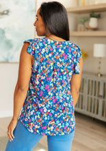 Load image into Gallery viewer, DEAR SCARLETT- Lizzy Flutter Sleeve Top in Navy and Multi Floral
