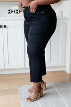 Load image into Gallery viewer, JB Lizzy High Rise Control Top Wide Leg Crop Jeans in Black (Sizes 0-24)
