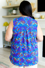 Load image into Gallery viewer, DEAR SCARLETT- Lizzy Tank Top in Royal and Red Abstract
