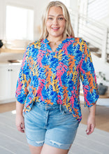 Load image into Gallery viewer, DEAR SCARLETT- Lizzy Top in Blue and Pink Branches
