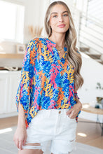 Load image into Gallery viewer, DEAR SCARLETT- Lizzy Top in Blue and Pink Branches
