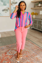 Load image into Gallery viewer, DEAR SCARLETT- Lizzy Top in Blue and Pink Stripe
