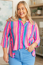 Load image into Gallery viewer, DEAR SCARLETT- Lizzy Top in Blue and Pink Stripe
