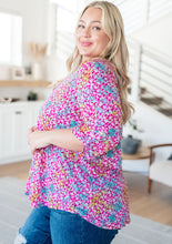 Load image into Gallery viewer, DEAR SCARLETT- Lizzy Top in Pink and Aqua Ditsy Floral
