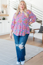 Load image into Gallery viewer, DEAR SCARLETT- Lizzy Top in Pink and Aqua Ditsy Floral
