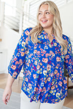 Load image into Gallery viewer, DEAR SCARLETT- Lizzy Top in Royal and Blush Floral
