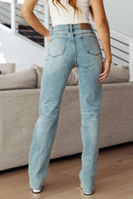 Load image into Gallery viewer, JB Miranda High Rise Plaid Cuff Vintage Straight Jeans
