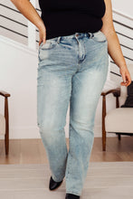 Load image into Gallery viewer, JB Miranda High Rise Plaid Cuff Vintage Straight Jeans
