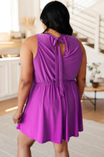 Load image into Gallery viewer, WHITE BIRCH- One Of Us Purple Romper Dress
