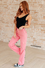 Load image into Gallery viewer, JUDY BLUE- Peggy High Rise Cargo Straight Jeans in Pink
